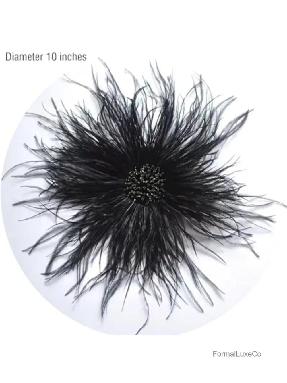 8 inch Large Ostrich Feather Brooch with Austrian Crystal, Dual Hair Clip and